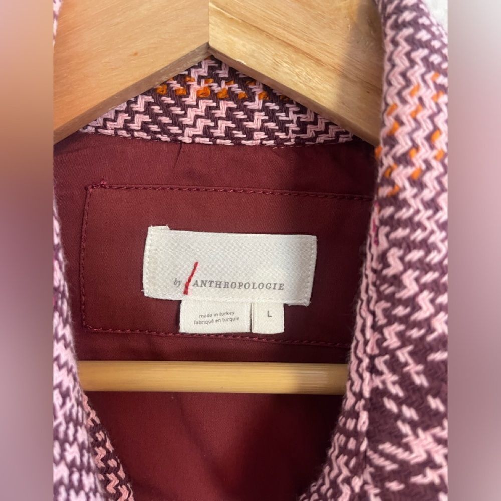ANTHROPOLOGIE Hudson Plaid Shirt Jacket tweed Shacket NWT Large - Picture 9 of 10